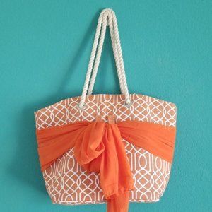 NWT {Blossom Boutique} Costal Orange Beach Tote Bag